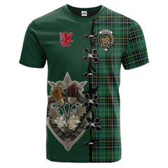 MacAlpin Ancient Tartan T-shirt - Lion Rampant And Celtic Thistle Style