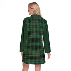 MacAlpin Ancient Tartan Women's Lapel Shirt Dress With Long Sleeve