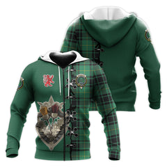 MacArthur Ancient Tartan Hoodie - Lion Rampant And Celtic Thistle Style