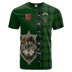 MacArthur Highland Tartan T-shirt - Lion Rampant And Celtic Thistle Style