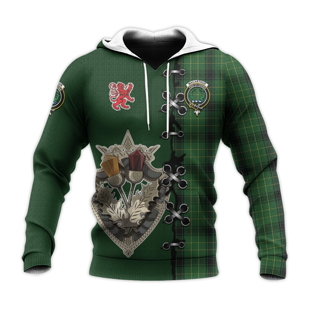 MacArthur Highland Tartan Hoodie - Lion Rampant And Celtic Thistle Style