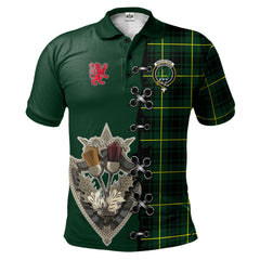 MacArthur Modern Tartan Polo Shirt - Lion Rampant And Celtic Thistle Style