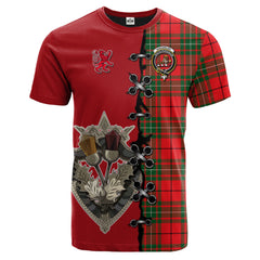 MacAulay Modern Tartan T-shirt - Lion Rampant And Celtic Thistle Style