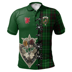 MacAulay of Lewis Tartan Polo Shirt - Lion Rampant And Celtic Thistle Style