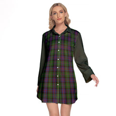 MacCallum Tartan Women's Lapel Shirt Dress With Long Sleeve