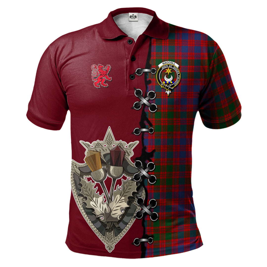 MacColl Ancient Tartan Polo Shirt - Lion Rampant And Celtic Thistle Style