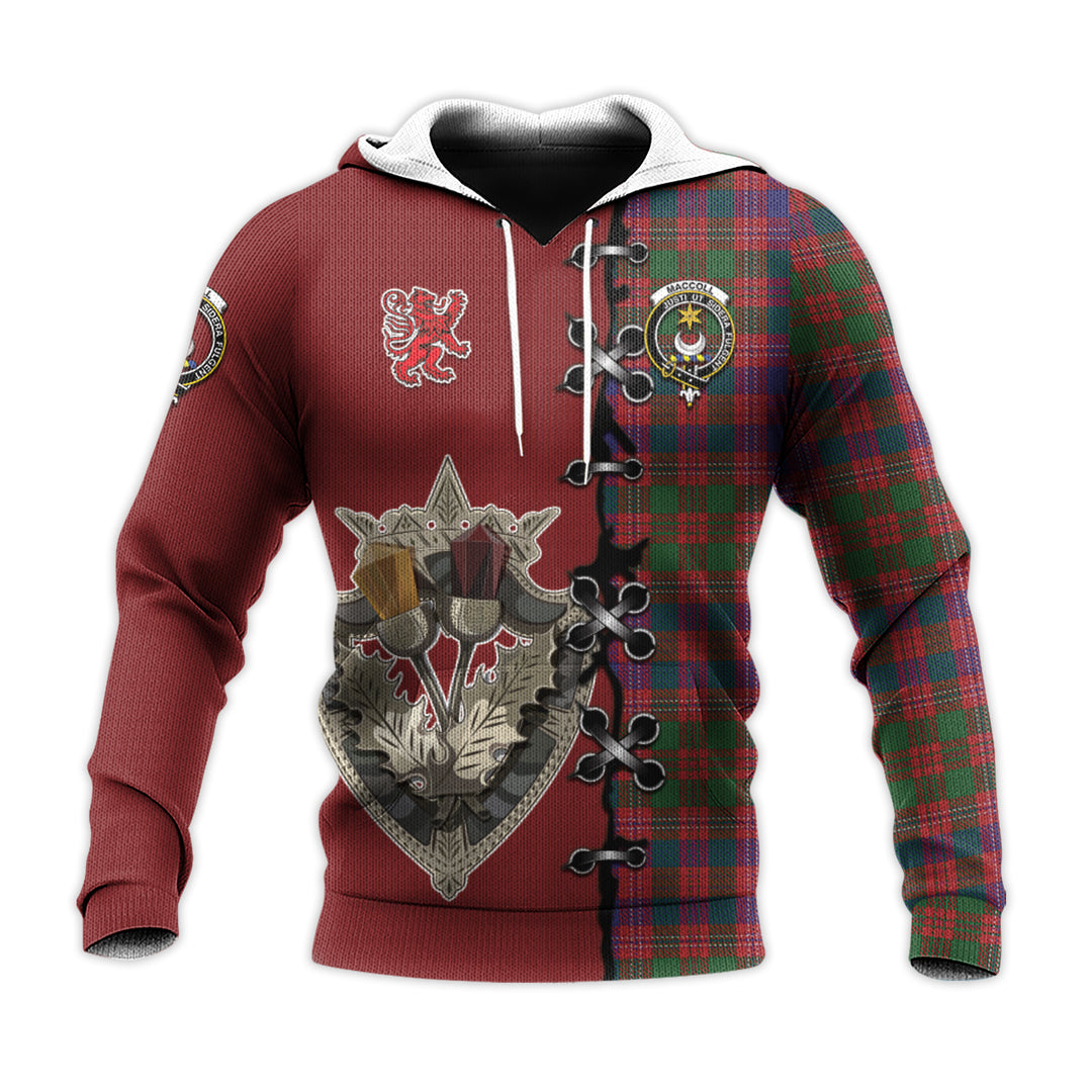 MacColl Hunting Tartan Hoodie - Lion Rampant And Celtic Thistle Style