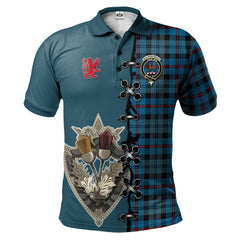 MacCorquodale Tartan Polo Shirt - Lion Rampant And Celtic Thistle Style