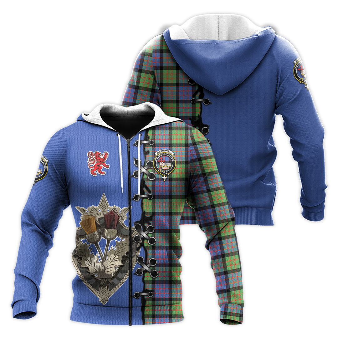 MacDonald Ancient Tartan Hoodie - Lion Rampant And Celtic Thistle Style