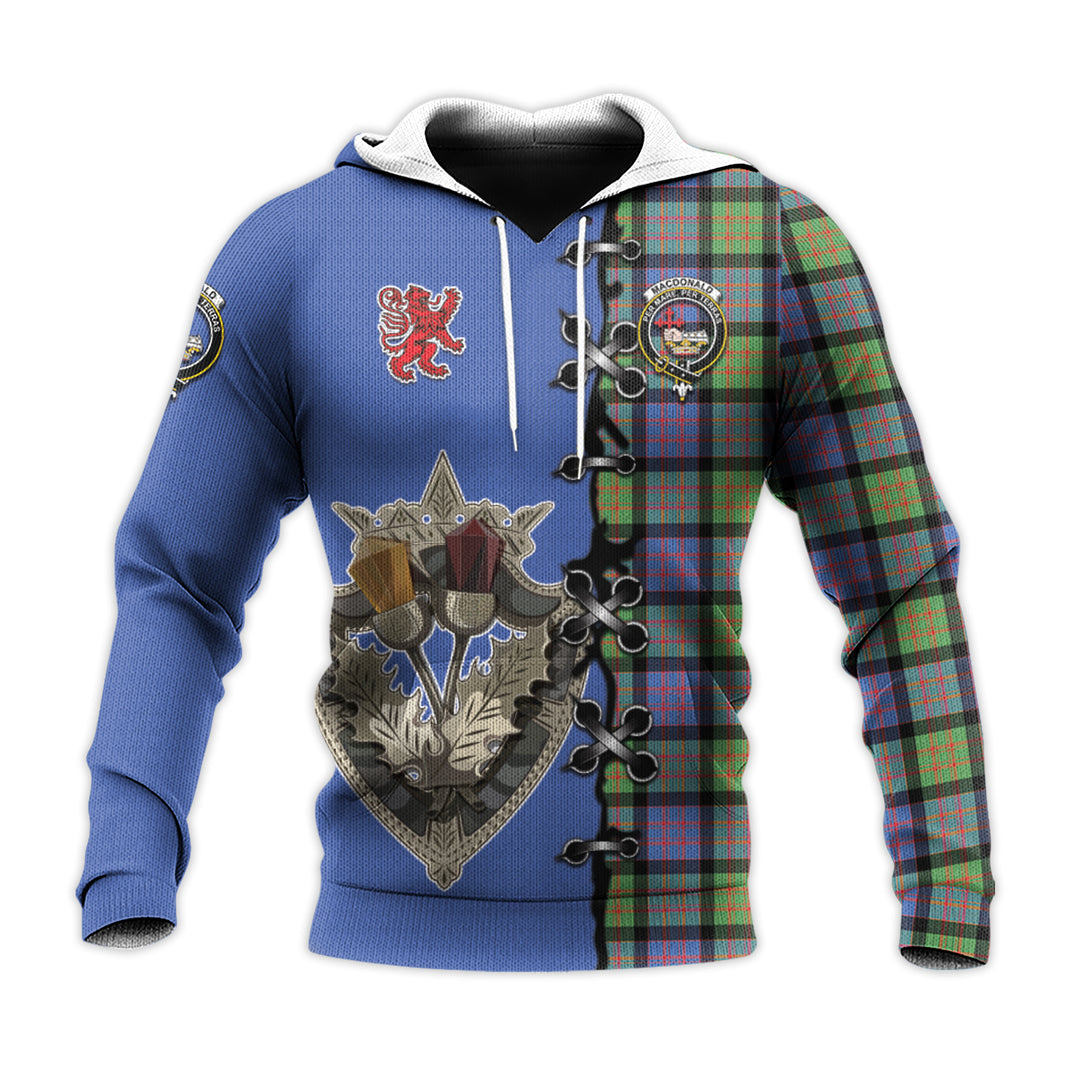 MacDonald Ancient Tartan Hoodie - Lion Rampant And Celtic Thistle Style