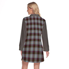 MacDonald Dress Ancient Tartan Women's Lapel Shirt Dress With Long Sleeve