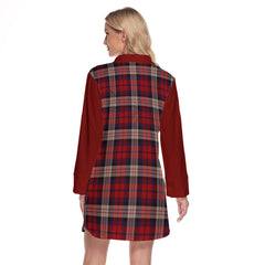 MacDonald Dress Irish Tartan Women's Lapel Shirt Dress With Long Sleeve