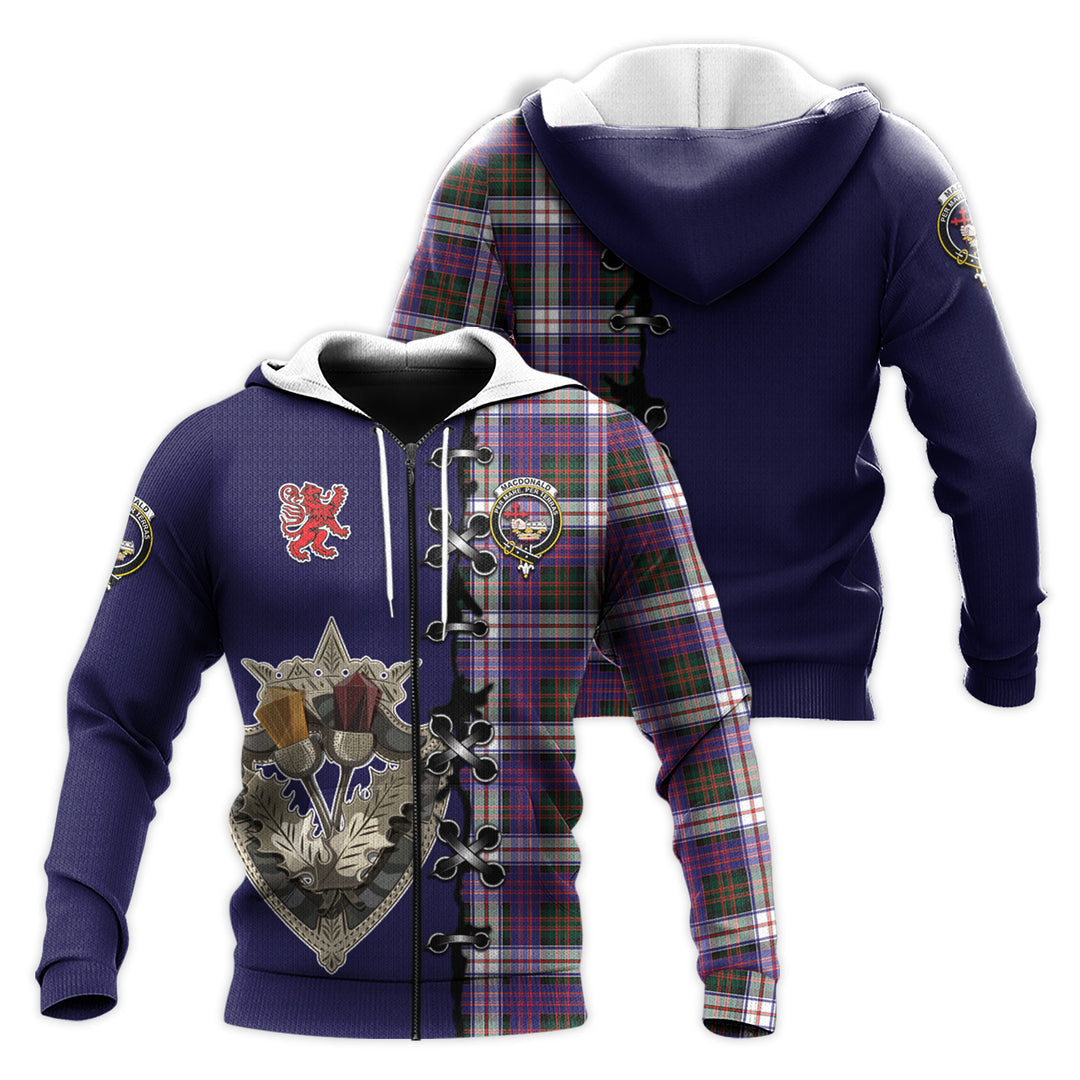 MacDonald Dress Modern Tartan Hoodie - Lion Rampant And Celtic Thistle Style