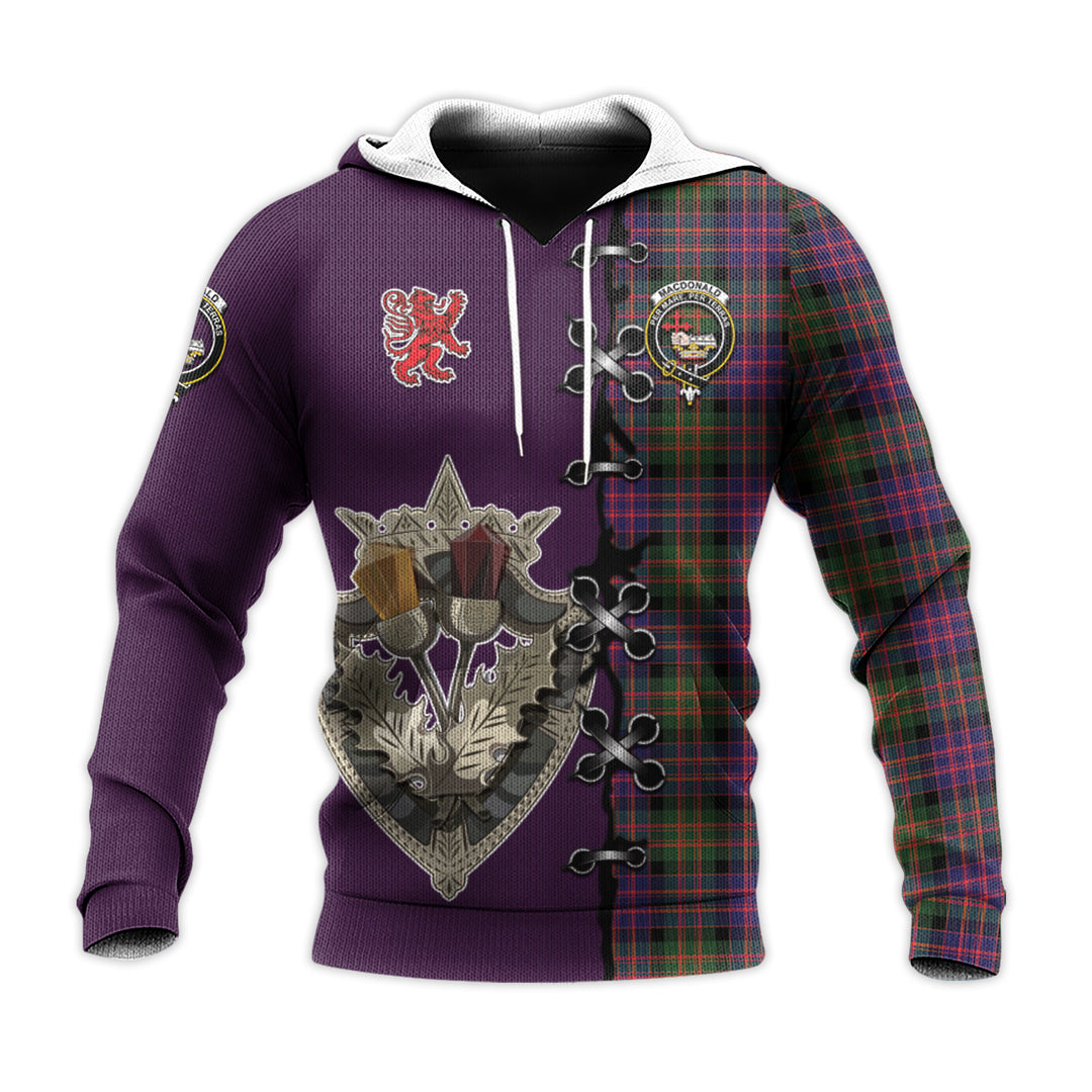 MacDonald Modern Tartan Hoodie - Lion Rampant And Celtic Thistle Style