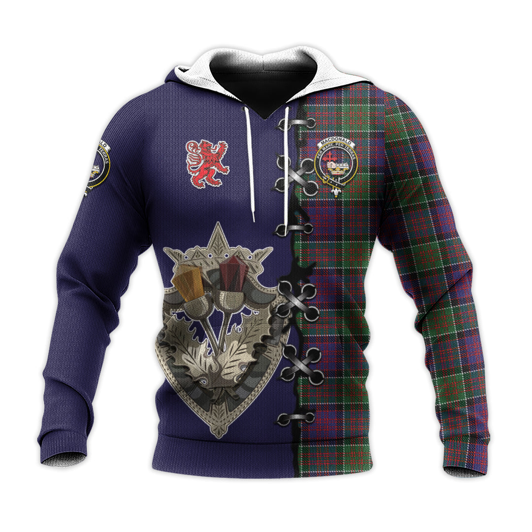 MacDonald of Clanranald Modern Tartan Hoodie - Lion Rampant And Celtic Thistle Style