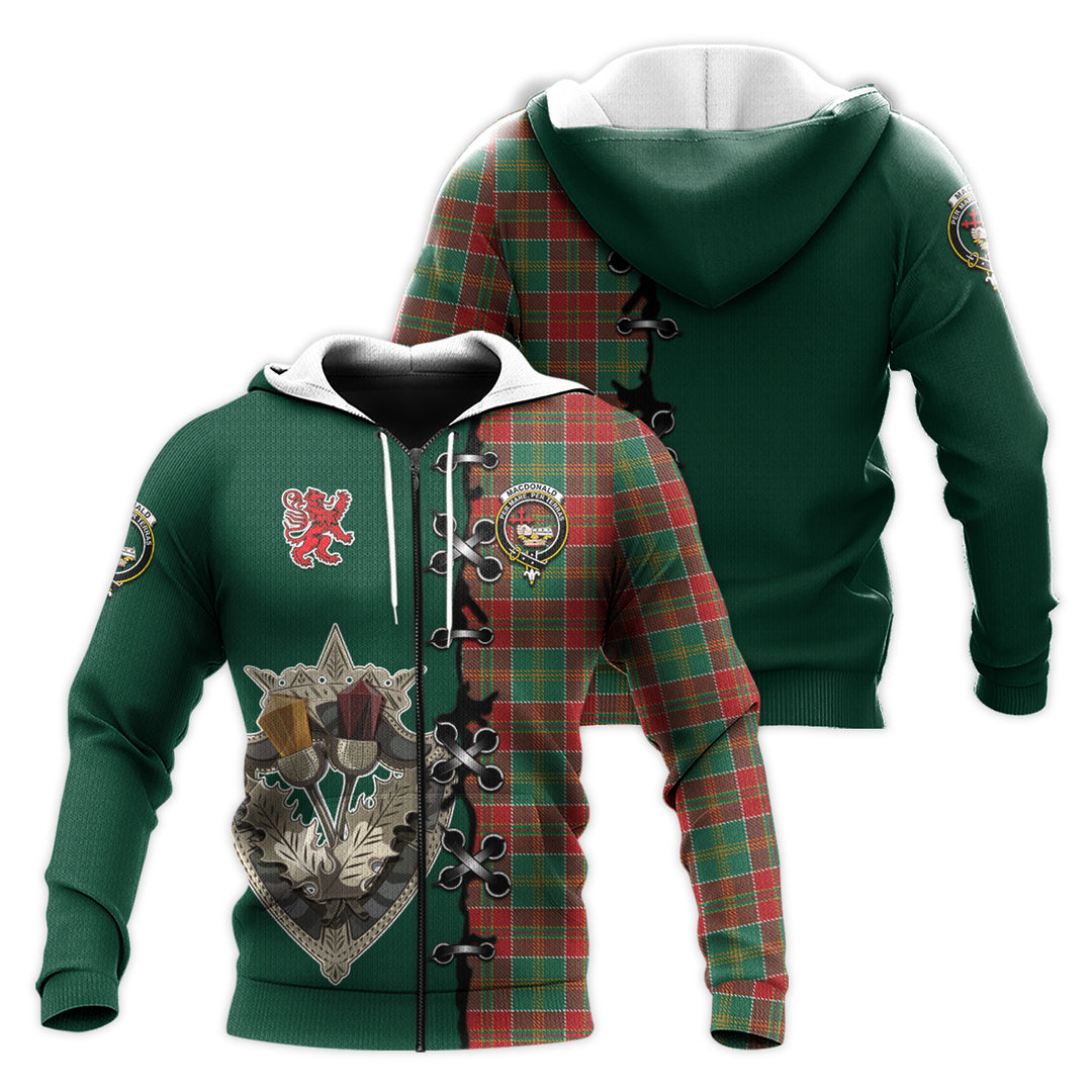 MacDonald of Kingsburgh Tartan Hoodie - Lion Rampant And Celtic Thistle Style