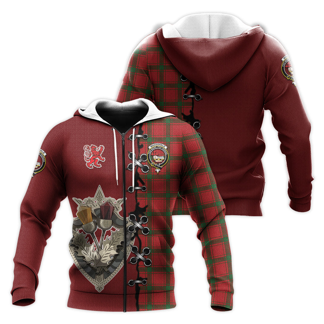 MacDonald of Sleat Tartan Hoodie - Lion Rampant And Celtic Thistle Style