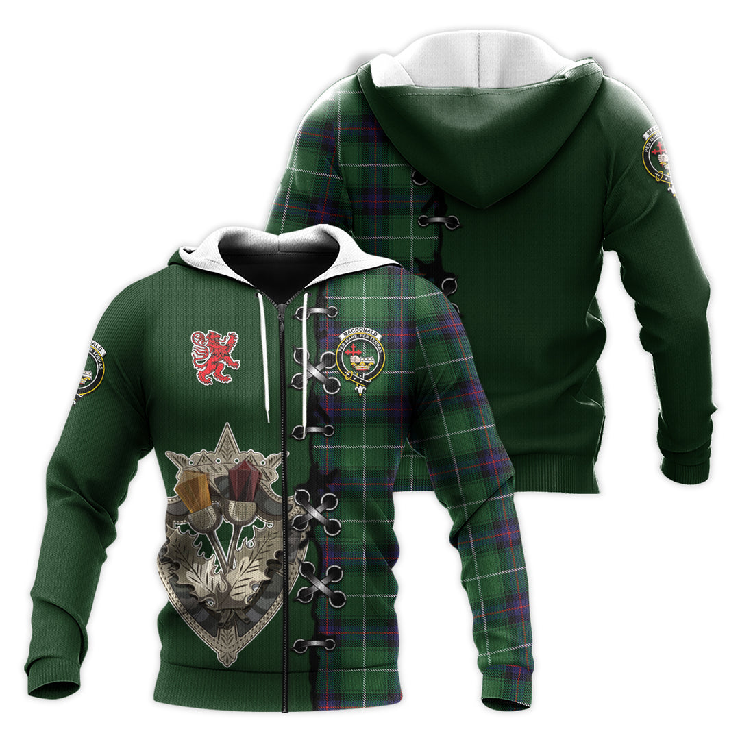 MacDonald of The Isles Tartan Hoodie - Lion Rampant And Celtic Thistle Style