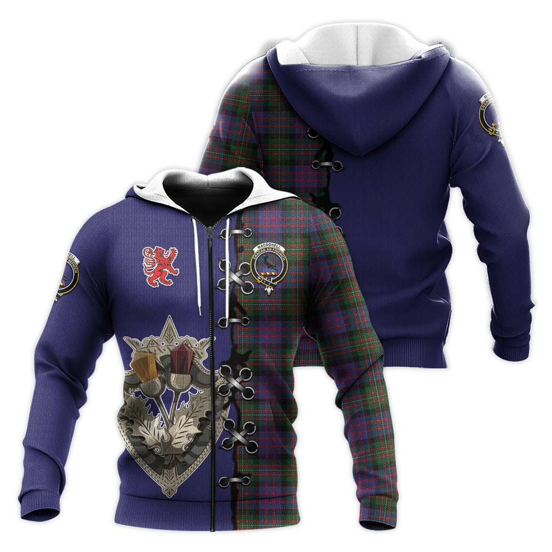 MacDonell of Glengarry Tartan Hoodie - Lion Rampant And Celtic Thistle Style