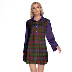 MacDonell Of Glengarry Tartan Women's Lapel Shirt Dress With Long Sleeve