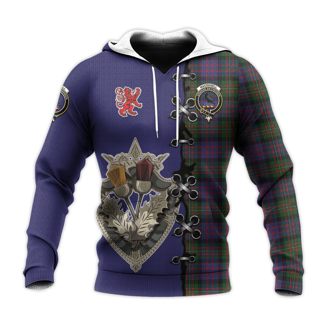 MacDonell of Glengarry Tartan Hoodie - Lion Rampant And Celtic Thistle Style