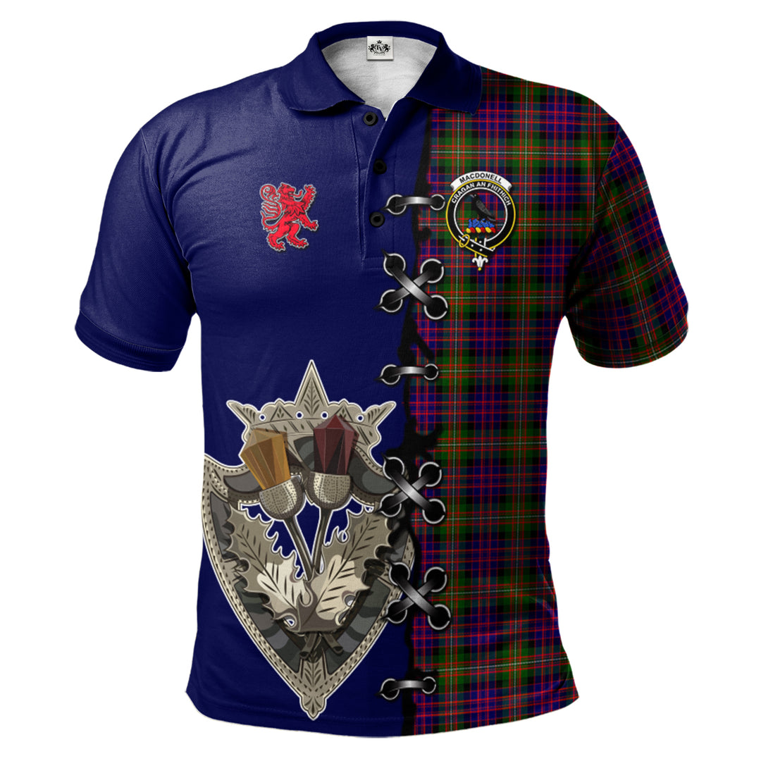 MacDonnell of Glengarry Modern Tartan Polo Shirt - Lion Rampant And Celtic Thistle Style