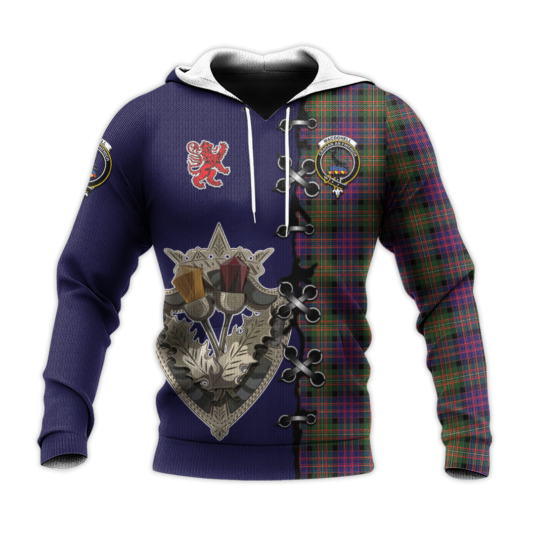 MacDonnell of Glengarry Modern Tartan Hoodie - Lion Rampant And Celtic Thistle Style