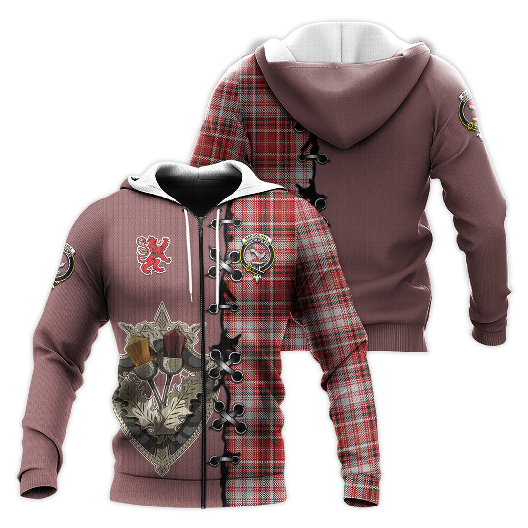 MacDougal Dress Tartan Hoodie - Lion Rampant And Celtic Thistle Style