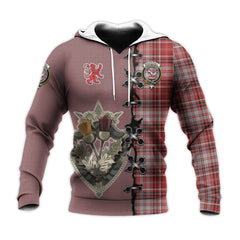 MacDougal Dress Tartan Hoodie - Lion Rampant And Celtic Thistle Style