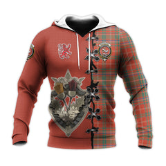 MacDougall Ancient Tartan Hoodie - Lion Rampant And Celtic Thistle Style