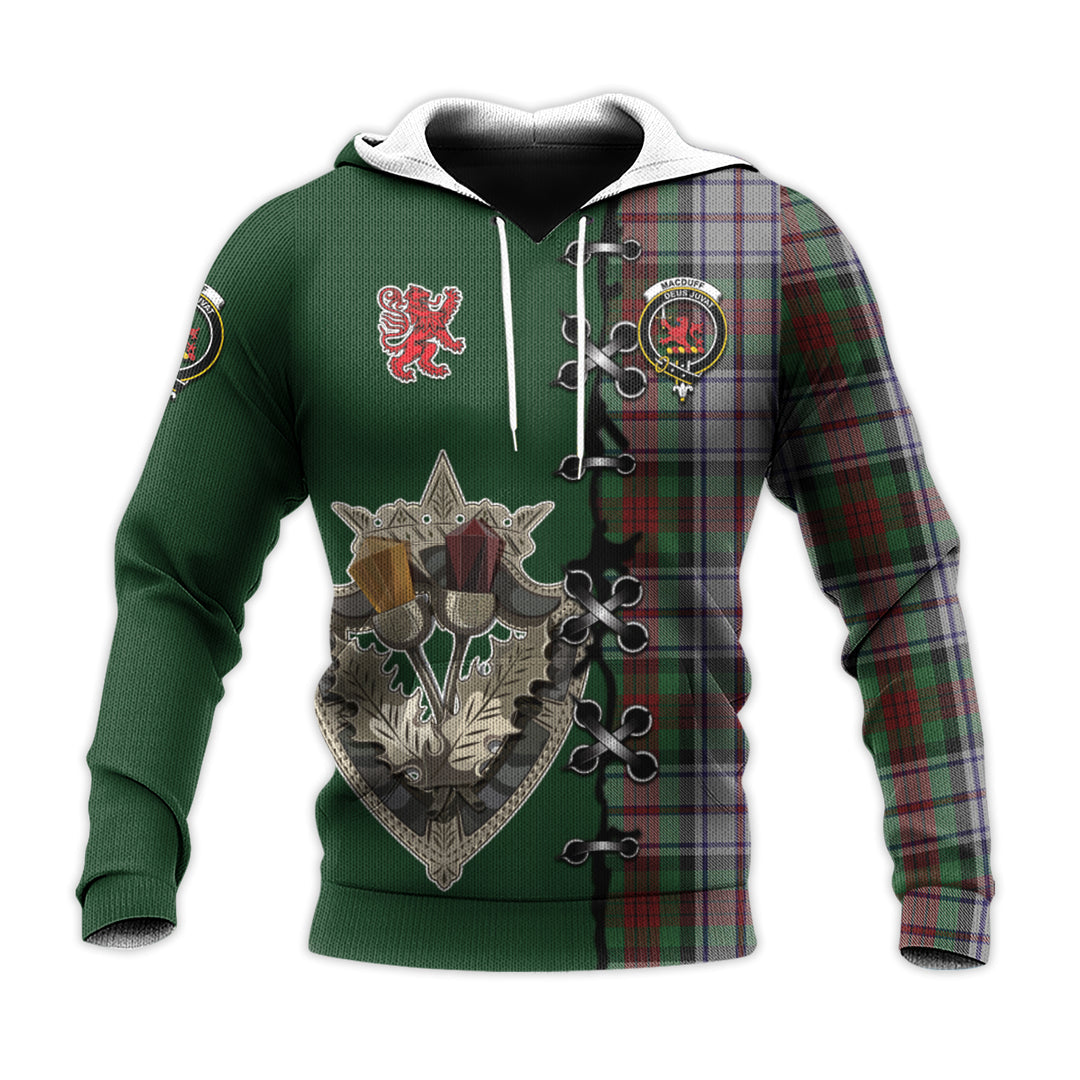 MacDuff Dress Tartan Hoodie - Lion Rampant And Celtic Thistle Style