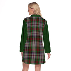 MacDuff Dress Tartan Women's Lapel Shirt Dress With Long Sleeve