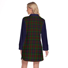 MacDuff Hunting Tartan Women's Lapel Shirt Dress With Long Sleeve