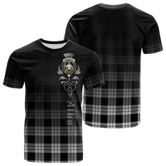 MacFarlane Black White Tartan Crest T-shirt - Alba Celtic Style