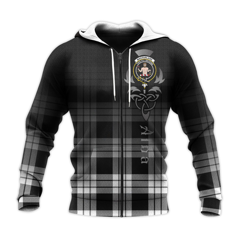 MacFarlane Black White Tartan Hoodie - Alba Celtic Style