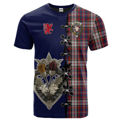 MacFarlane Dress Tartan T-shirt - Lion Rampant And Celtic Thistle Style