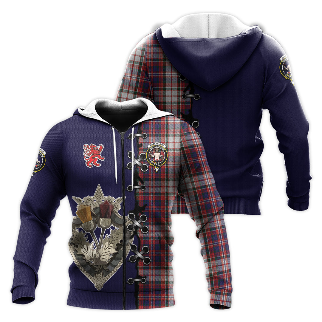 MacFarlane Dress Tartan Hoodie - Lion Rampant And Celtic Thistle Style