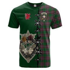 MacFarlane Hunting Tartan T-shirt - Lion Rampant And Celtic Thistle Style