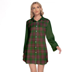 MacFarlane Hunting Tartan Women's Lapel Shirt Dress With Long Sleeve