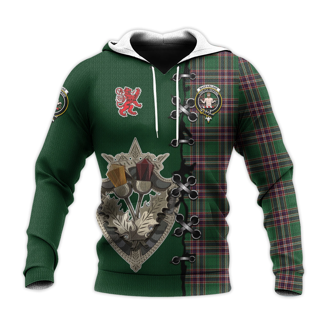 MacFarlane Hunting Tartan Hoodie - Lion Rampant And Celtic Thistle Style