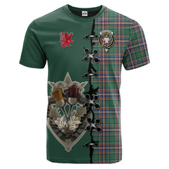 MacFarlane Hunting Ancient Tartan T-shirt - Lion Rampant And Celtic Thistle Style