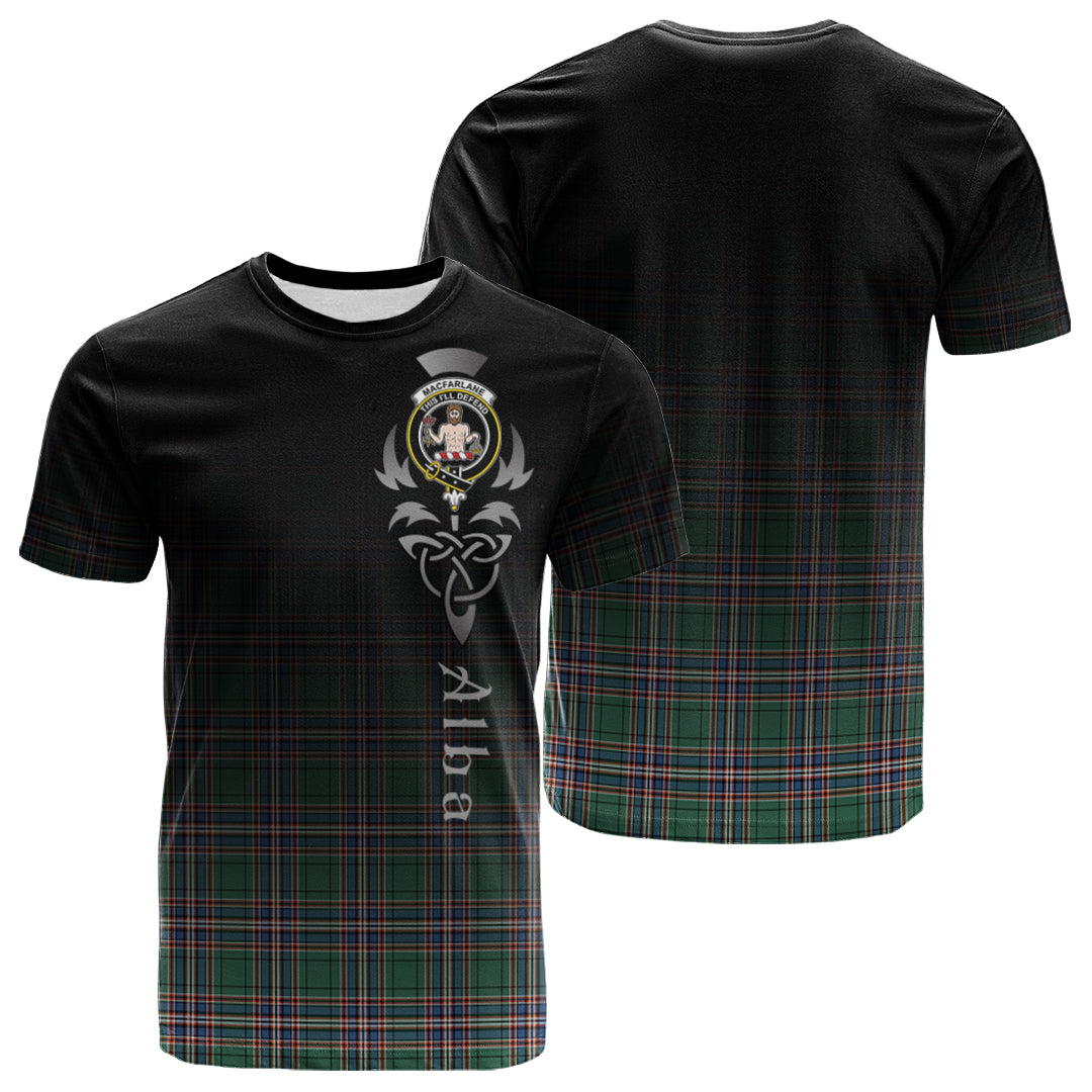 MacFarlane Hunting Ancient Tartan Crest T-shirt - Alba Celtic Style