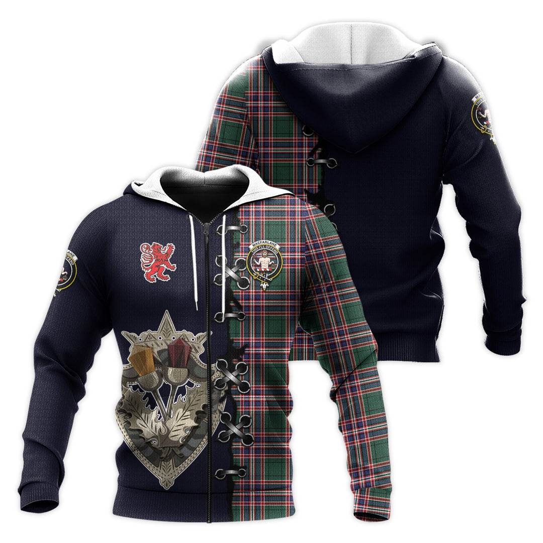 MacFarlane Hunting Modern Tartan Hoodie - Lion Rampant And Celtic Thistle Style