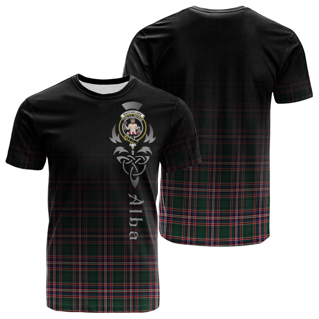 MacFarlane Hunting Modern Tartan Crest T-shirt - Alba Celtic Style