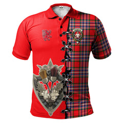 MacFarlane Modern Tartan Polo Shirt - Lion Rampant And Celtic Thistle Style