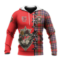 MacFarlane Modern Tartan Hoodie - Lion Rampant And Celtic Thistle Style