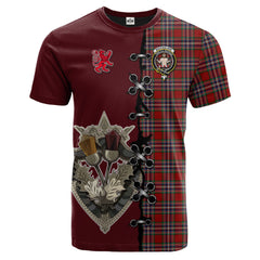 MacFarlane Red Tartan T-shirt - Lion Rampant And Celtic Thistle Style