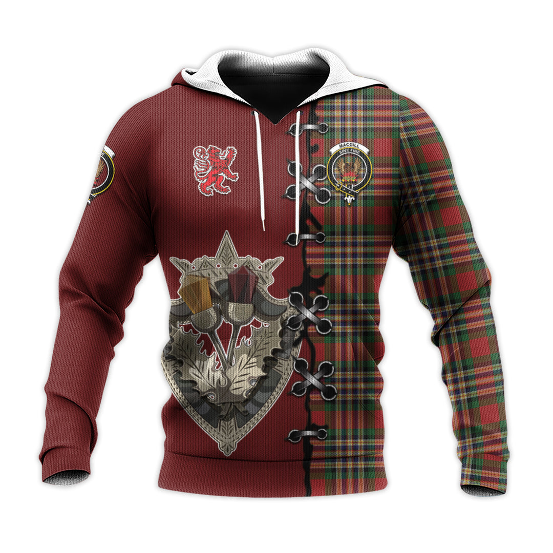 MacGill Tartan Hoodie - Lion Rampant And Celtic Thistle Style