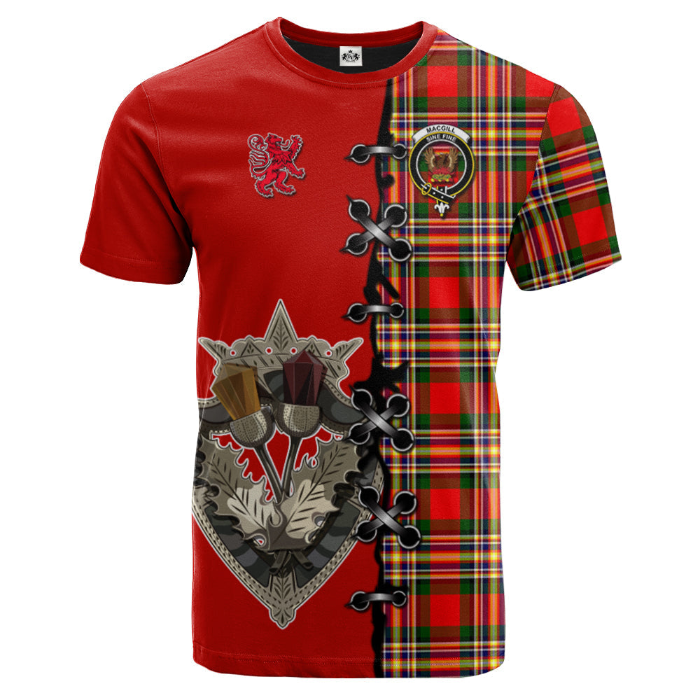 MacGill Modern Tartan T-shirt - Lion Rampant And Celtic Thistle Style