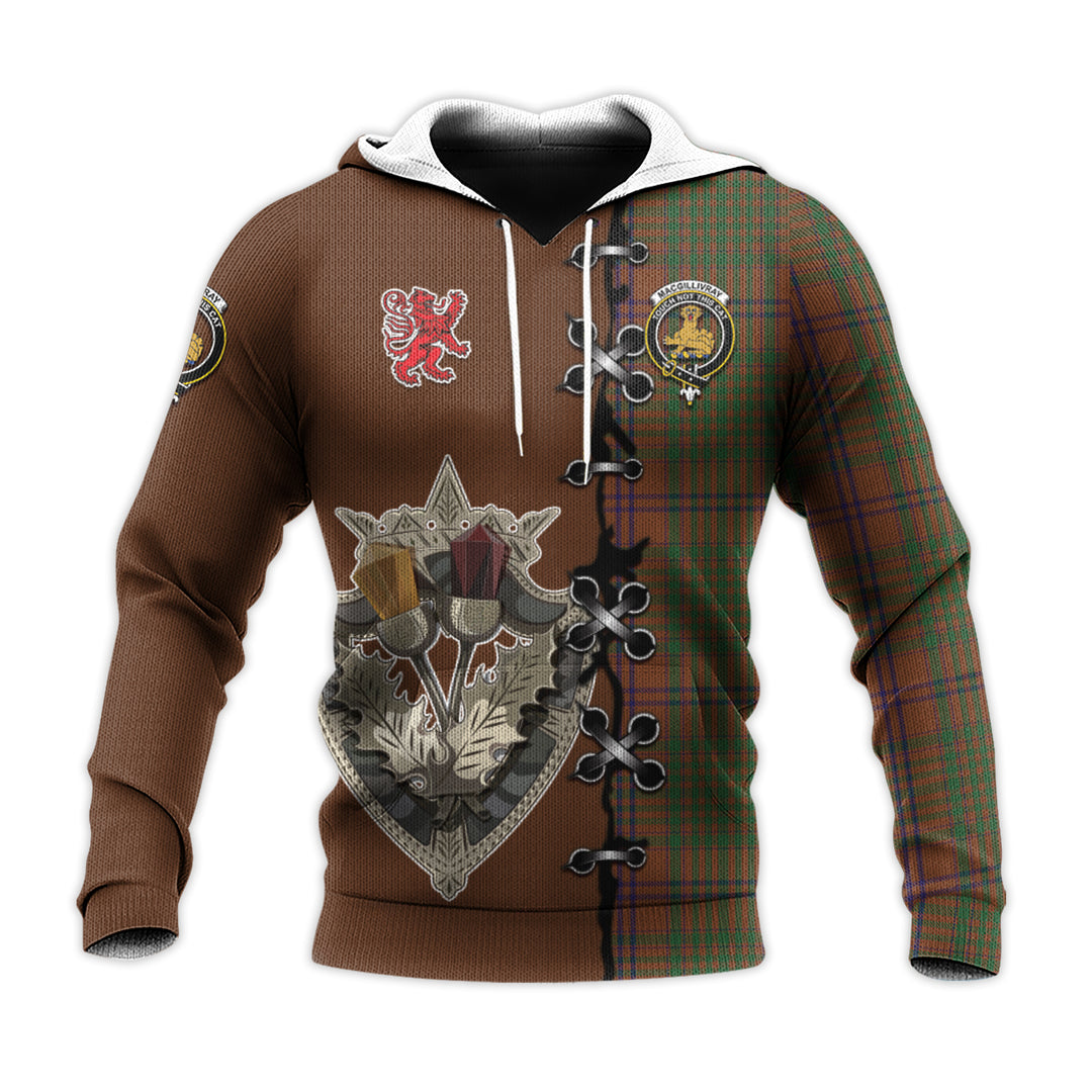 MacGillivray Hunting Tartan Hoodie - Lion Rampant And Celtic Thistle Style